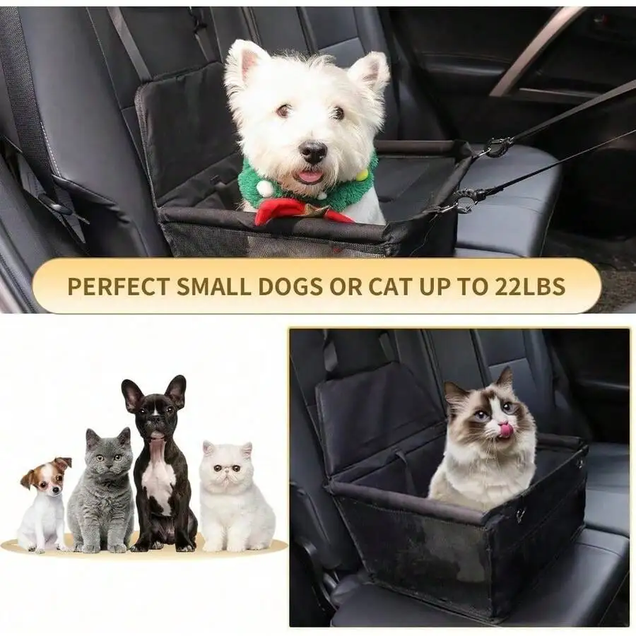 Pet Reinforce Car Booster Seat For Dog Cat Portable And Breathable Bag With Seat Belt Dog Carrier Safety Stable For Travel Look