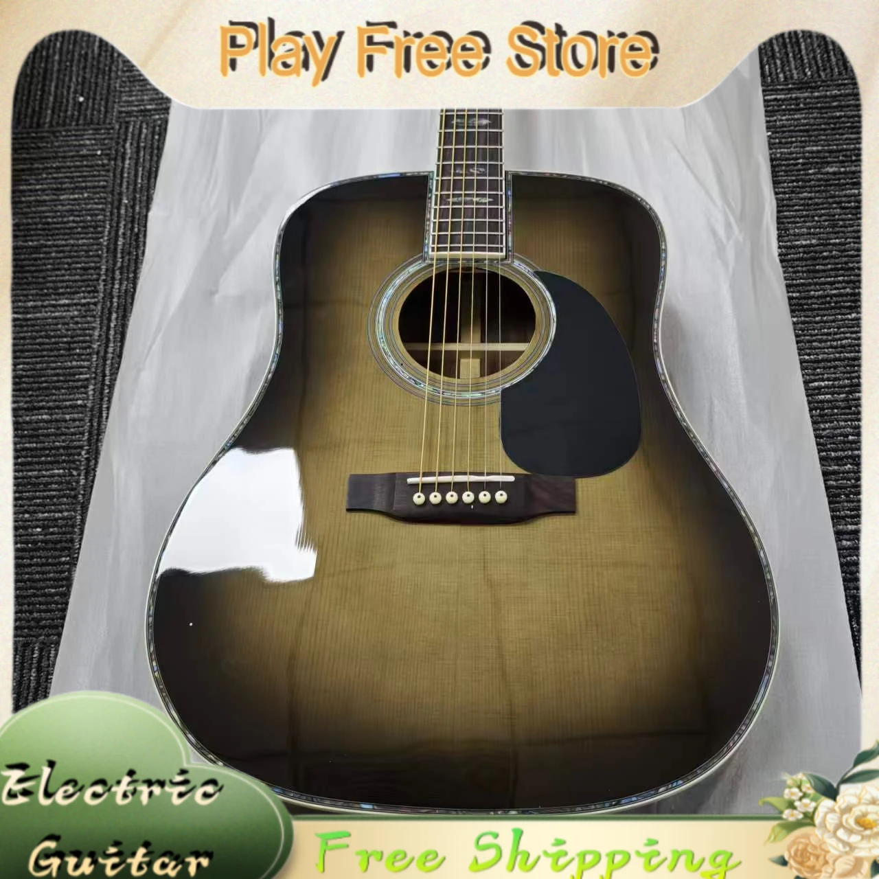Grey D45 41 Inch  Solid Top 6 Strings Rosewood FingerBoard Picea Asperata Body Acoustic Guitar Free Shipping Hot Sale Gift