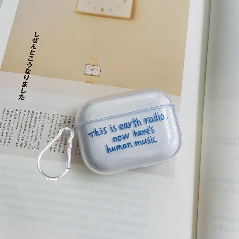English Text Clear Soft TPU Earphone Case For Airpods 1 2 3 4 Pro Pro2 Pro3 Shockproof with Hook Accessories Airpods Cover - view 6