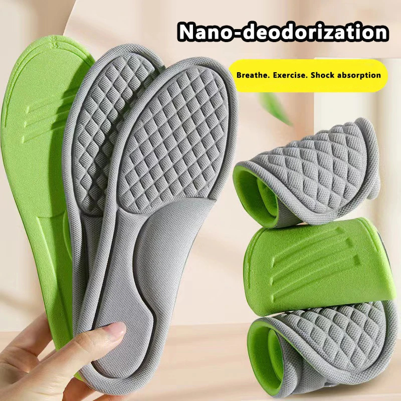 2pcs Memory Foam Nano Insoles Unisex Soft Sweat-Absorbing Shoe Sole Insert Paddings Women Men Orthopedic Sports Cushion