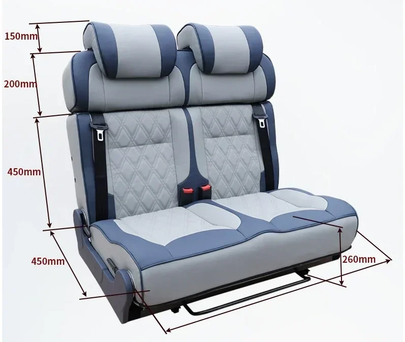 RV Double Seat Double-sided Car Bed Chair Color Customization Adjustable Backrest Angle Car Double Bed Seat Caravan  Accessories