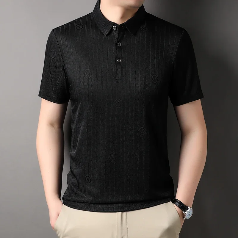 Polo de manga corta para hombre, camisa informal de negocios, a la moda, novedad de verano