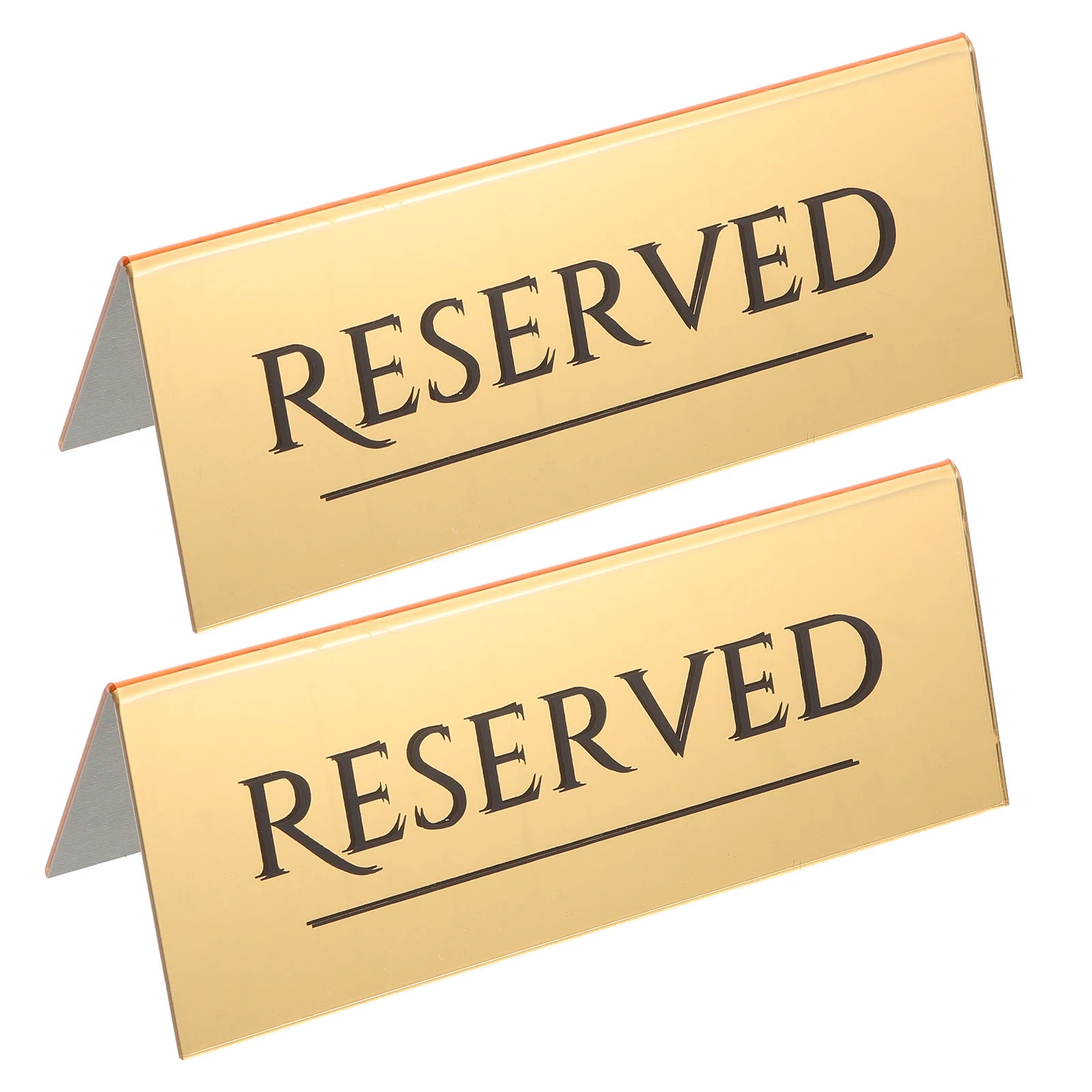 

2pcs Reserved Table Signs Acrylic Seat Plates 17CMx6 5CM Golden for Wedding Restaurant Banquet Conference Decorative Sign