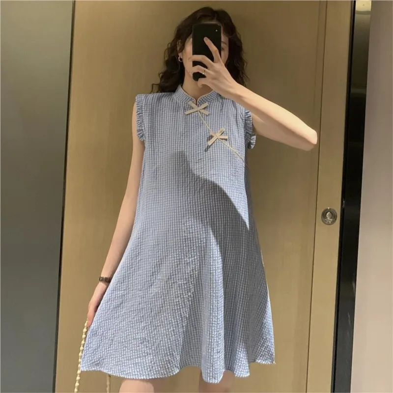 2026 Creative Pregnant Women's Trendy Dress Pregnant Women's Improved Cheongsam Dress Maternity Korean Sleeveless Dress LJ332