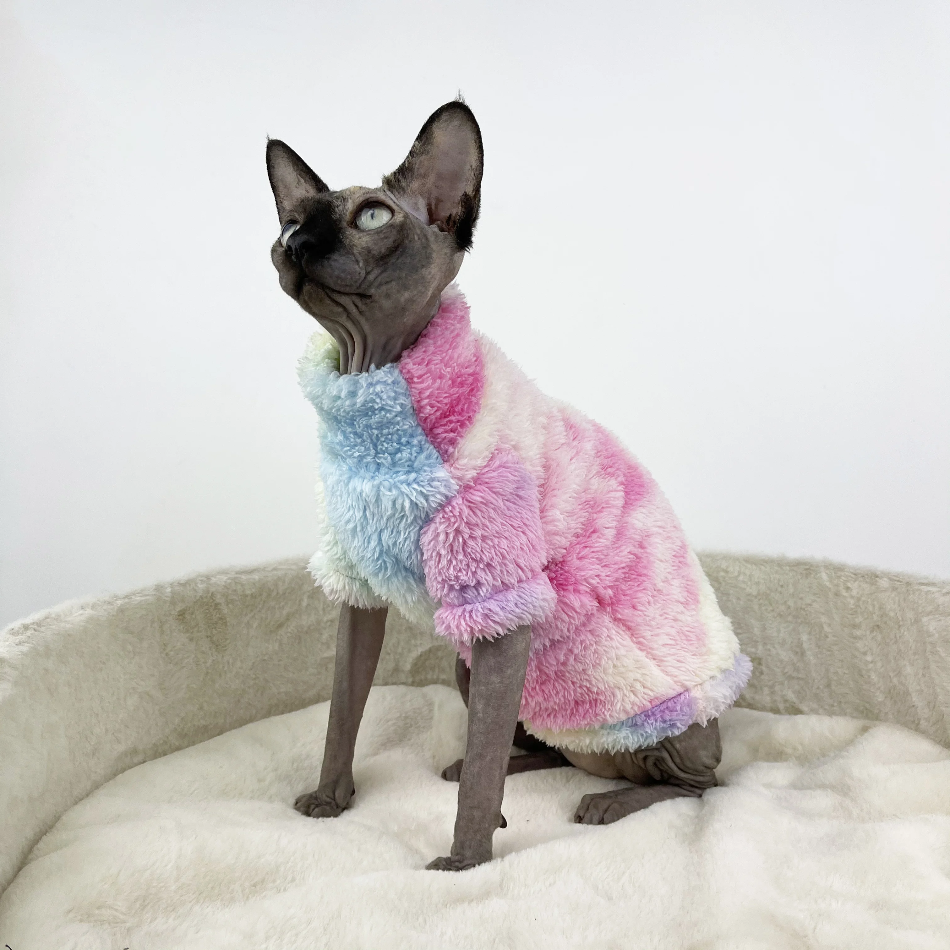 Winter Sphinx Cats Clothes Cotton Kittens Jumpsuit Warm Clothing For Sphynx Pet Costumes Plus Velvet Thickening DevonRex Ragdoll