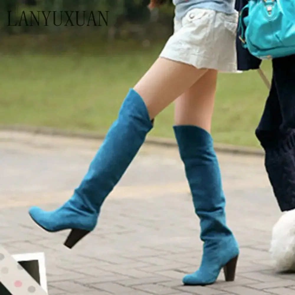 2017 Winter Boots Big Size 34-43 Over The Knee Boots For Women Sexy High Heels Long Winter Shoes Round Toe Platform Knight 818