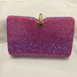 Borsa da sera con diamanti da donna di grandi dimensioni Fushcia borse da sposa blu/argento di lusso per ragazze pochette per telefono da sposa in cristallo