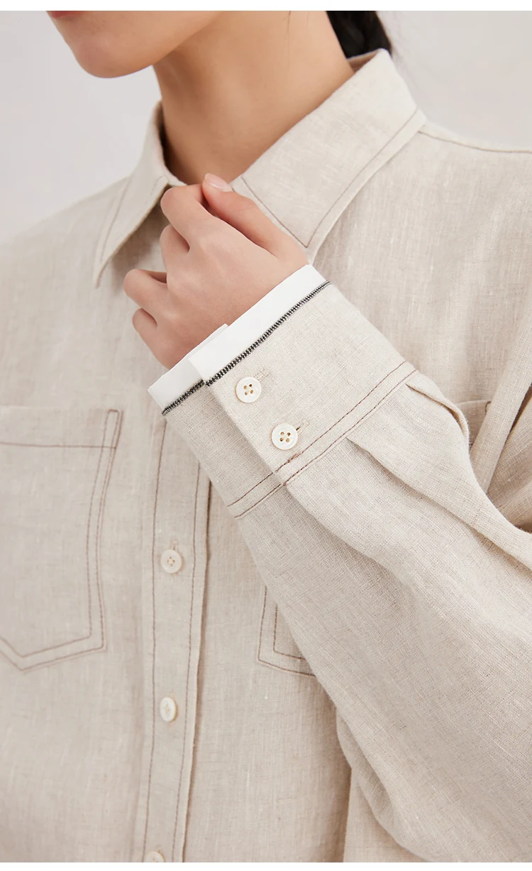 K3164X 100% Linen long blouse luxury womens clothing high quality spring summer clothes