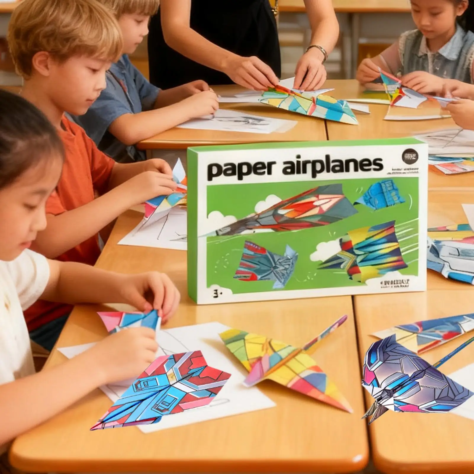 Aviões de papel livro brinquedos coloridos com instruções dobrável papel arte artesanato atividades para crianças meninos meninas adultos sala de aula