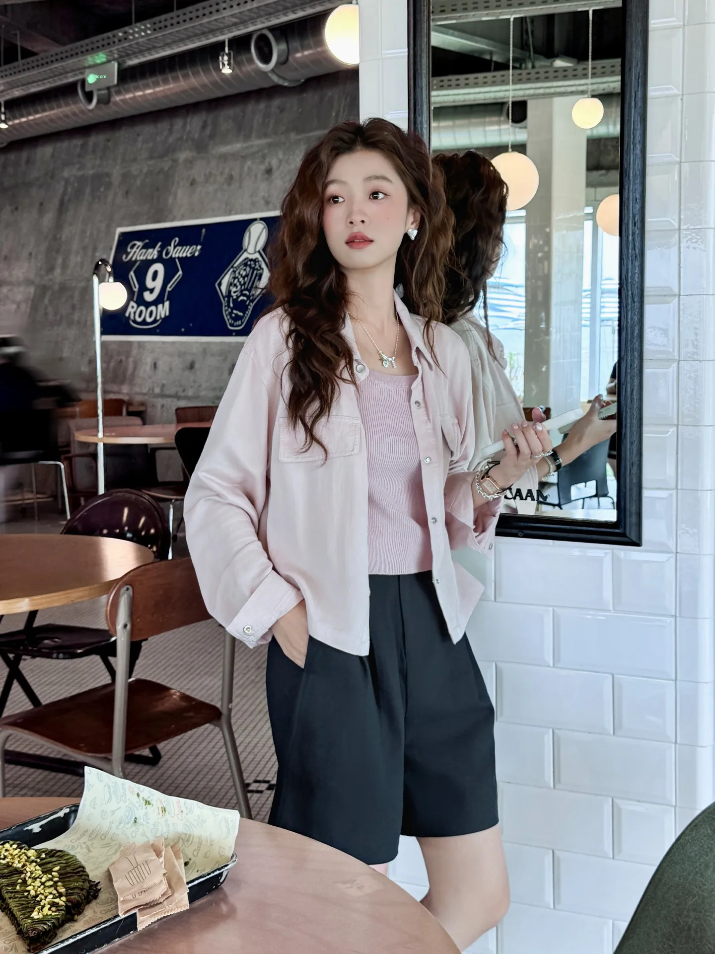 

Мягкий розовый корейский свободный крой ort Svel женский irt ранняя осень Новое поступление повседневный длинный топ све для женщин