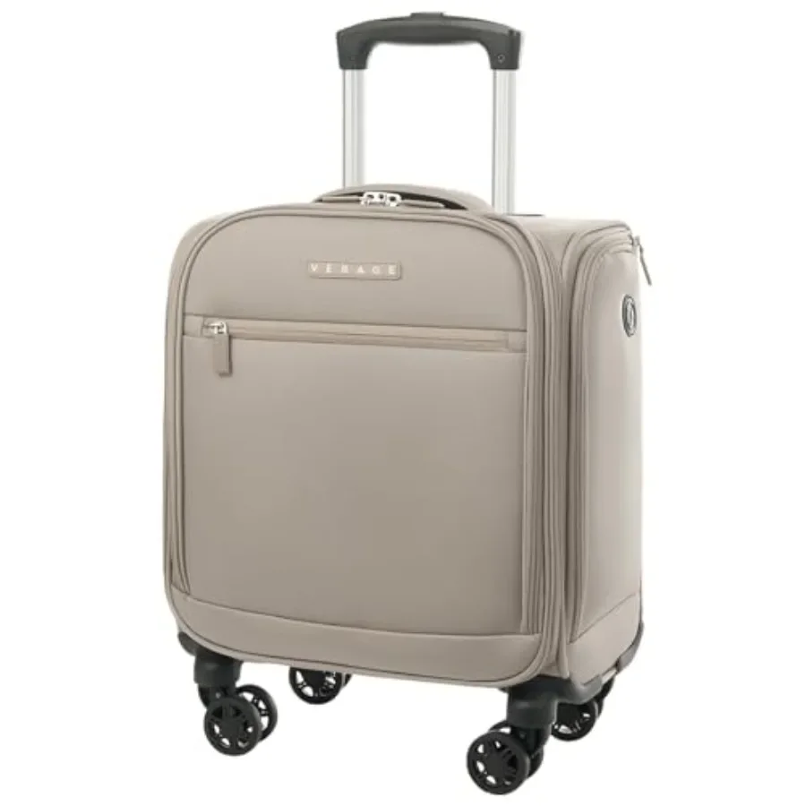 

Underseat carry on luggage with wheels for airplane travel, softside lightweight pebble gray spinner suitcase, 14.5-inch compac