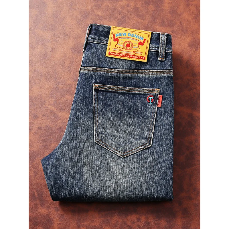 

2025 Autumn Trendy Jeans Men's American High end Grinding, Whitewashing, Slimming, Small Straight Tube Fashion Brand Pants