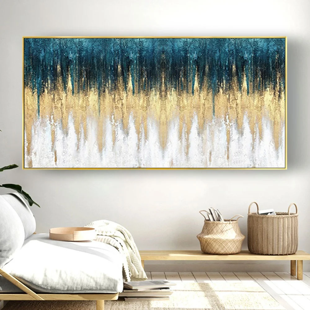 

Large Home Decor Painting 100% Hand-painted Modern Oil Paintings Abstract Golden Canvas Wall Art Picture Trim For Living Room