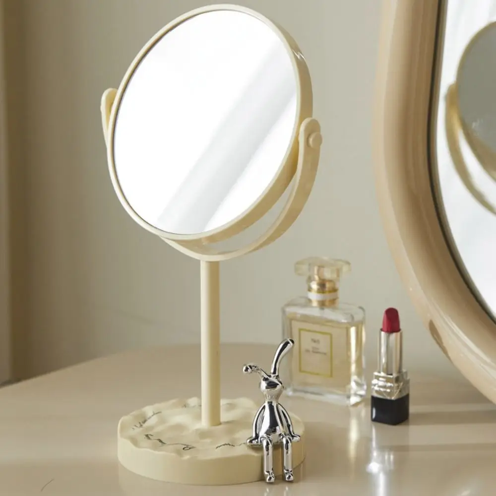 Nordic Double-Sided Vanity Mirror 360° Rotatable 1:2 Magnifying Desktop Stand Mirror Oval High Definition Table Cosmetic Mirror