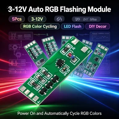 5Pcs 3-12V RGB LED Flashing Module, Auto Color Cycling Light, DIY Decor Projects