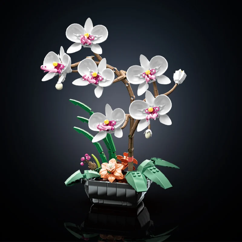 Creative Butterfly Orchid Phalaenopsis Potted Model Building Blocks 10311 MOC Flowers Plants Bonsai Bricks Toys Valentine\'s Gift