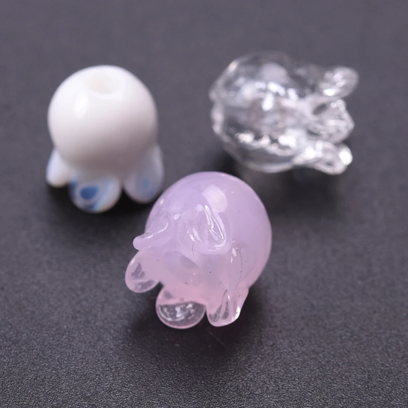 6pcs/Mix Jellyfish Made Of Handmade Glass Diy Handmade Pendant Beads Earring Bracelet Accessories Beads String Art Charm Gift