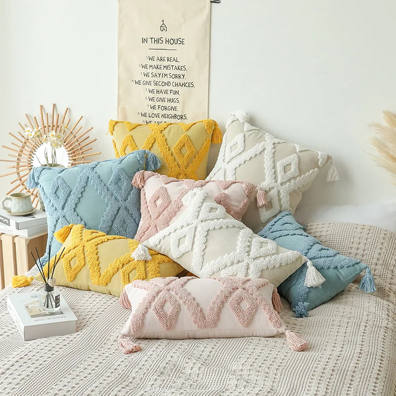 

45x45cm Throw Cushion Cover Stylish small fresh pattern tufted Moroccan sofa retro cute comfortable pillow case cover