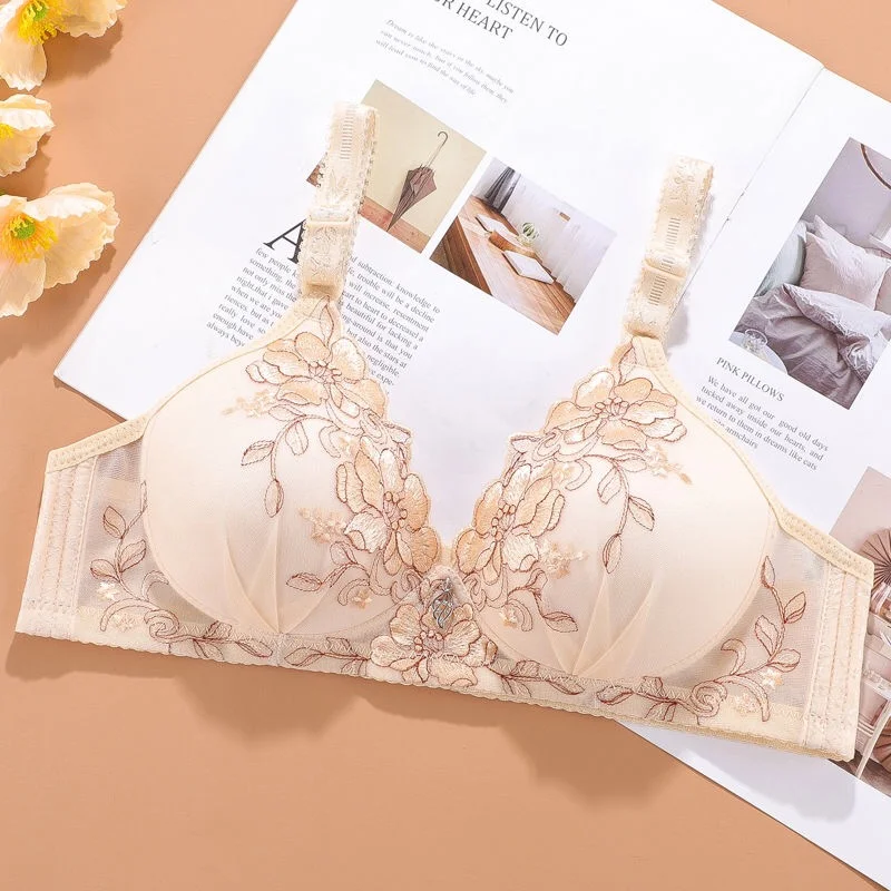 Seamless Soft Women Bra Thin Wireless Push Up Retro Print Comfortable Sleep Bra Lace Sexy Bra Brassiere Soutien Gorge Femme