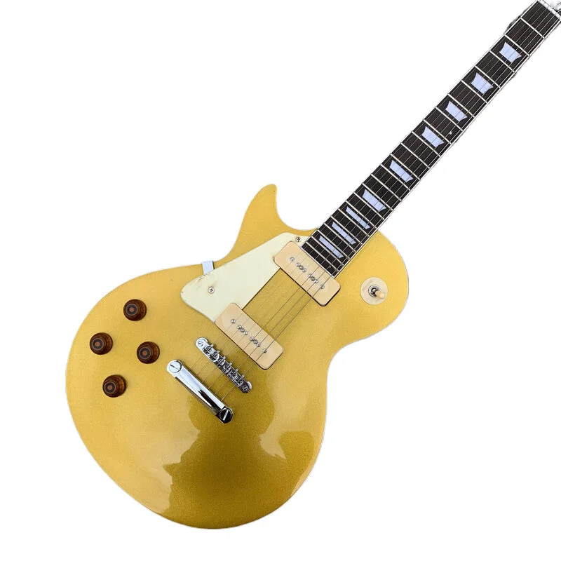 Wholesale & Retail New Style P90 Pickup Gold Pattern Left Hand Guitar Electric Guitar High Quality Free Shipping