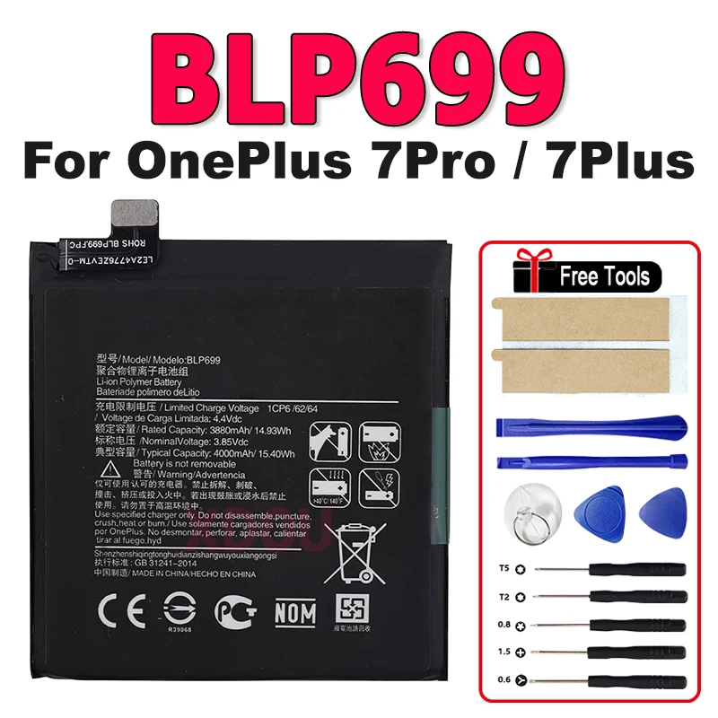 

BLP699 4000mAh Replacement Battery For OnePlus 7 Pro Plus One Plus 7Plus 7Pro Genuine Latest Production Phone Batteries