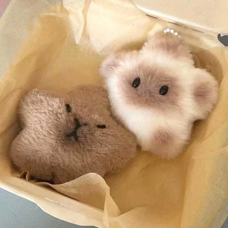 Capybara Plush Doll Star Squeak Toy Cartoon Star Keychain Pendant Soft Stuffed Doll Backpack Car Bag Key Ring Decor Kid Gifts