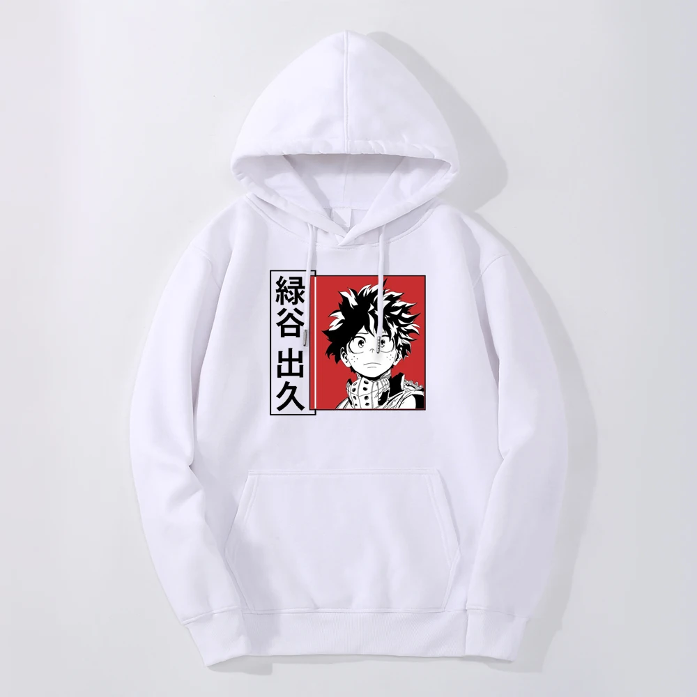 My Hero Academia Deku Japan Anime Izuku 2024 Winter Men\'s Simple Hooded Hoodie Sweatshirt Fleece Fabrics Pullovers Fleece Hoodie