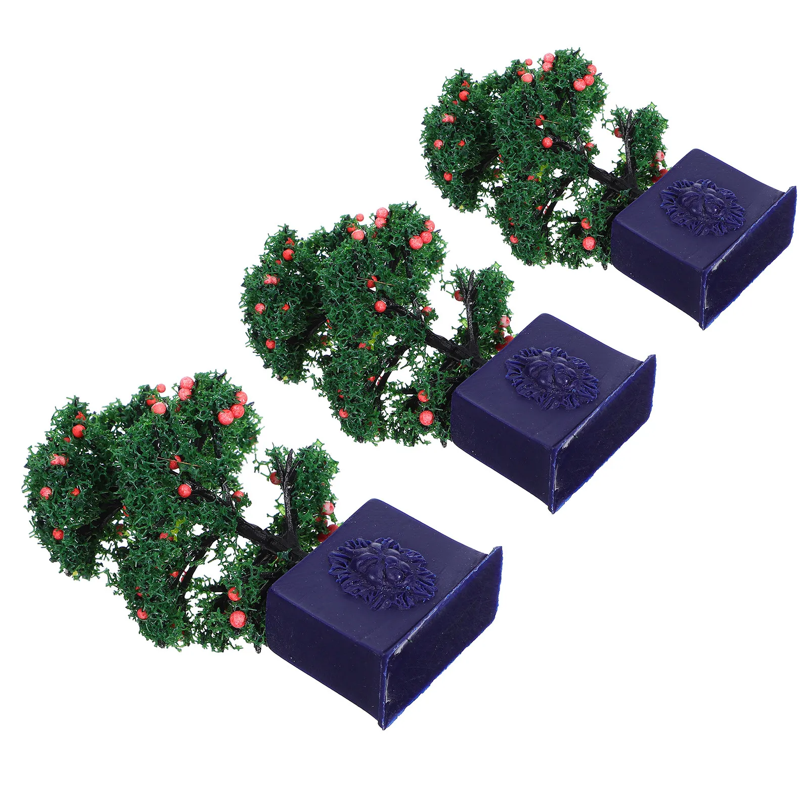 3Pcs Small Artificial Potted Fruit Trees Detailed Mini Plants for Dollhouse Decoration Craft Modeling Desktop Accent Photography