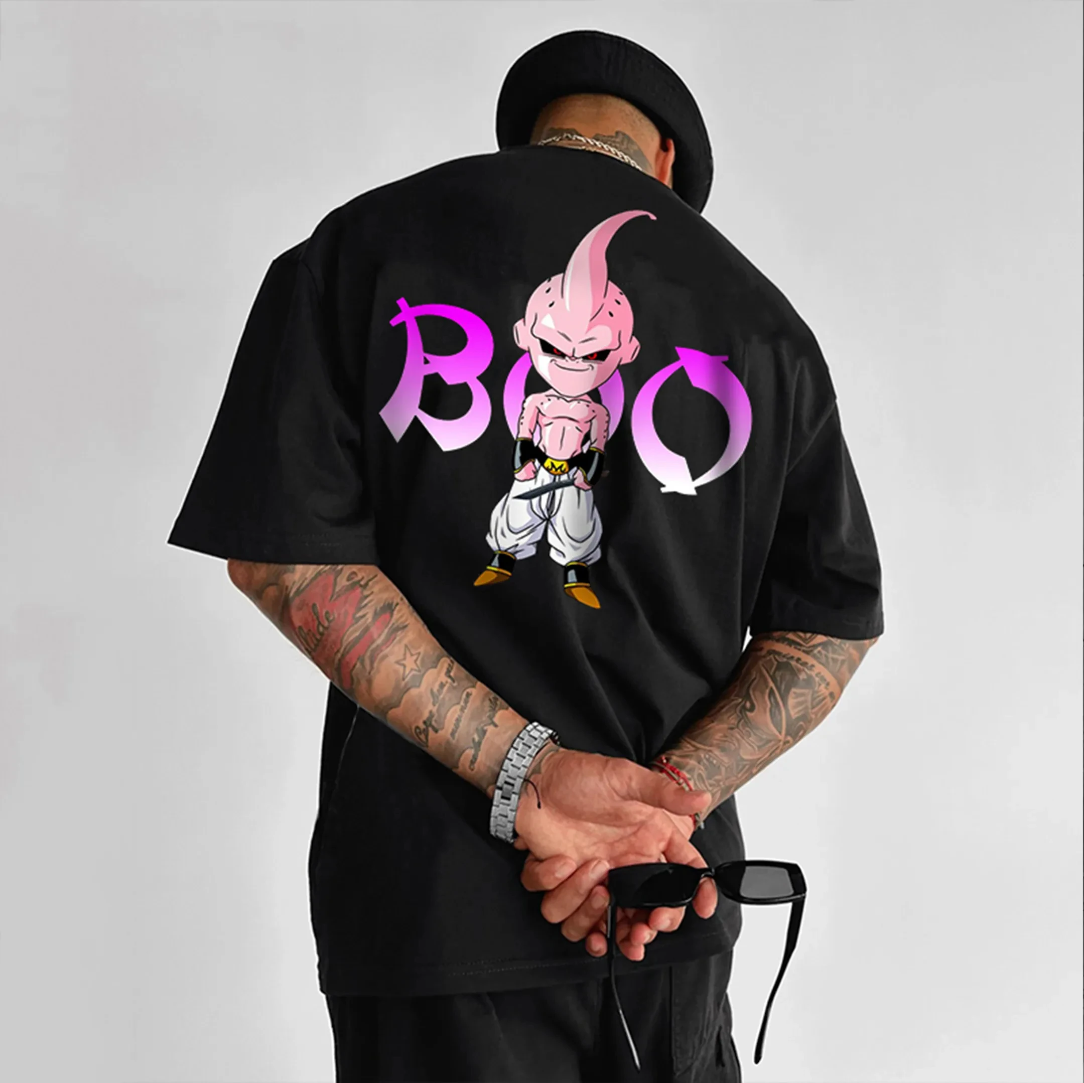 Dragon Ball Anime Goku Camiseta holgada de algodón con estampado de manga corta estilo americano para deportes de verano con cuello redondo para hombres y mujeres