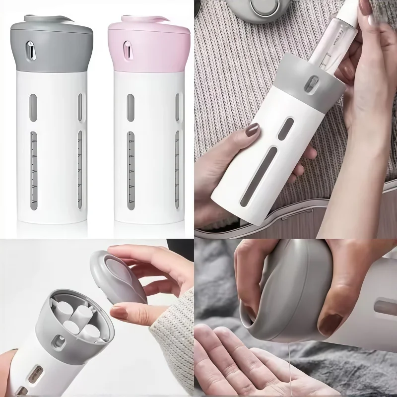 4-in-1 Leakproof Travel Bottle Set Refillable Plastic Containers for Shampoo Conditioner Body Wash Lotion Compact Toiletry Kit