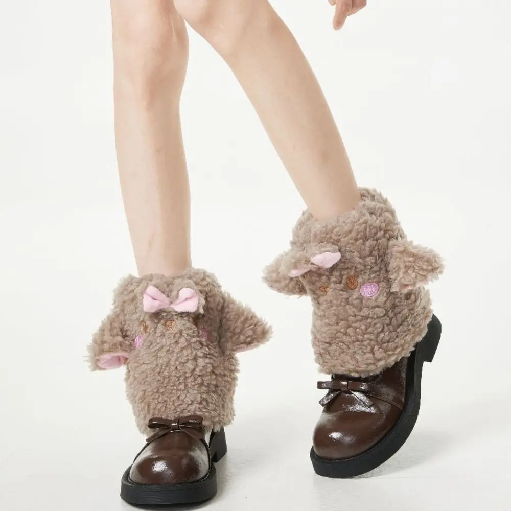

Fashion Y2K Sheep Ear Leg Warmers Spicy Girls Lolita Bow Foot Cover JK Thicken Warm Boots Cover Streetwear