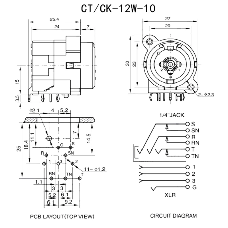 7/10/11pin Dual XLR Jack+6.35mm Female Socket Set XLR Microphone Jack 7pin 10pin 11pin  Seat Audio Socket Panel Mounted Type view 5