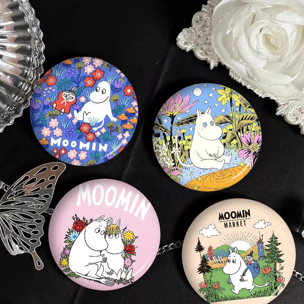 Cute M-Moomins Anime Cartoon Bear Tinplate Pin Button Custom Anime Role Old-school Brooch Cartoon Collar Badge Jewelry Gift Fans