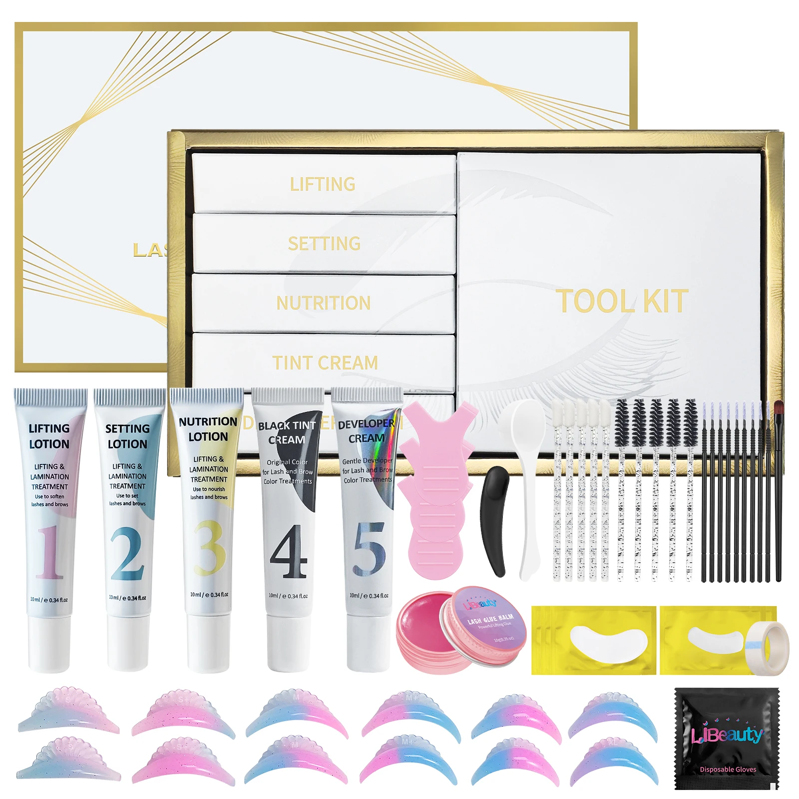 

Libeauty Lash Lift and Tint Kit Brow Lamination Eyelash Lifting Perming Lashes Dye Eyes For Voluminous Lashes and Brow Home Use