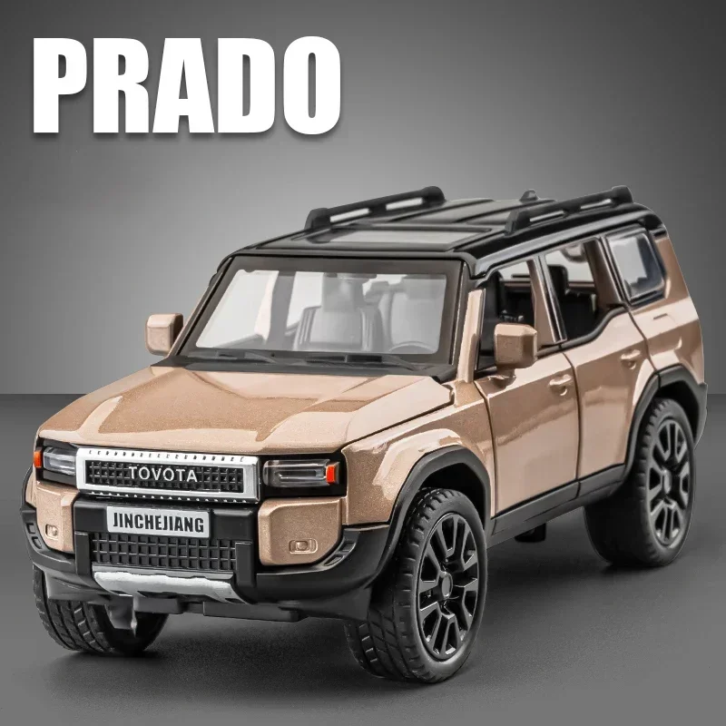 1:32 Toyota Land Cruiser Prado SUV 2024 coche de juguete fundido a presión de aleación modelo sonido y luz juguete para niños coleccionables regalo de cumpleaños