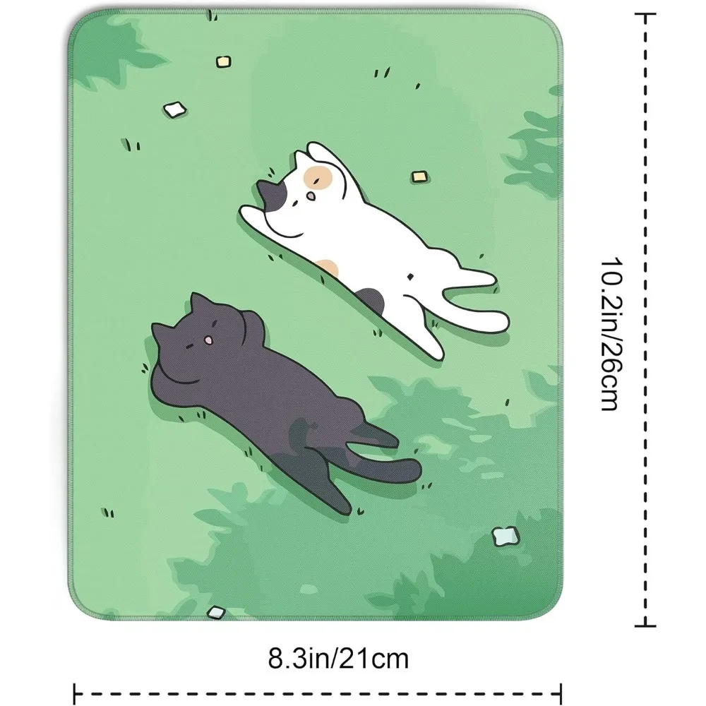 Alas Mouse Persegi Kucing Lucu Alas Mouse Kucing Hitam dan Putih untuk Aksesori Meja Mouse Nirkabel 10 "X 8" Alas Mouse Perjalanan dengan Non-Sli