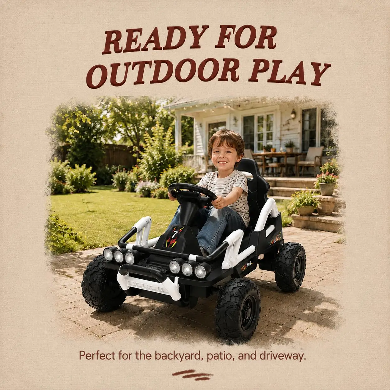 12V Kids Ride-On Car, Battery Powered Electric Vehicle - Dual Motors - 4-Wheel Design - EVA Wheels - Rechargeable Driving Toy