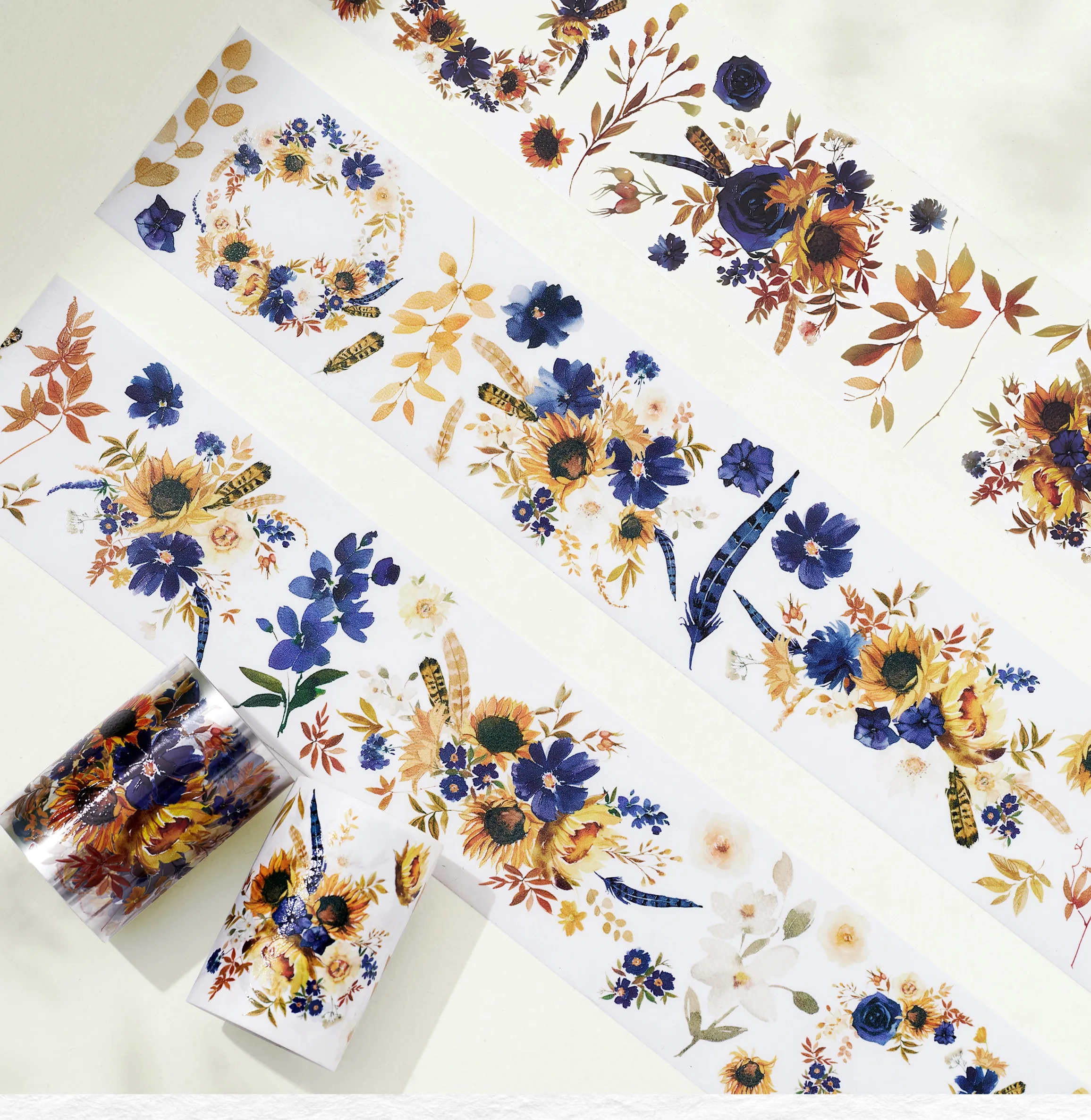 WT Studio Vintage Spring Floral Blue Rose Washi PET Tape Planner DIY Card Making Scrapbooking Plan Decorative Sticker