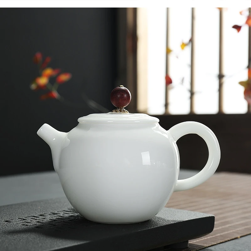 Chinese Ceramics Dehua White Teapot Shih Kettle Ivory handle pot Side Kung Fu tea set Single jade porcelain bowl