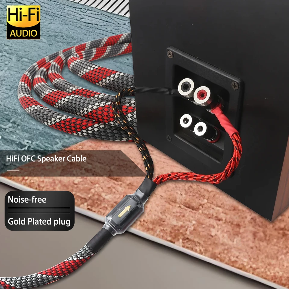 1 ペア無酸素銅 (OFC) オーディオ HiFi スピーカーケーブル HI-FI
