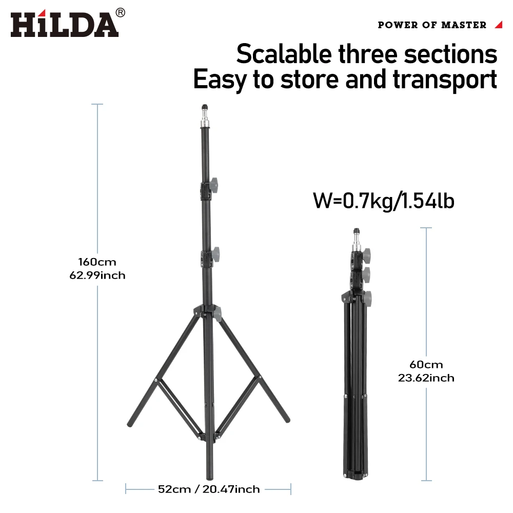 Treppiede orizzontale laser HILDA 1.6M/3M regolabile in altezza con staffa addensata per treppiede magnetico in lega di alluminio con interfaccia da 1/4 "