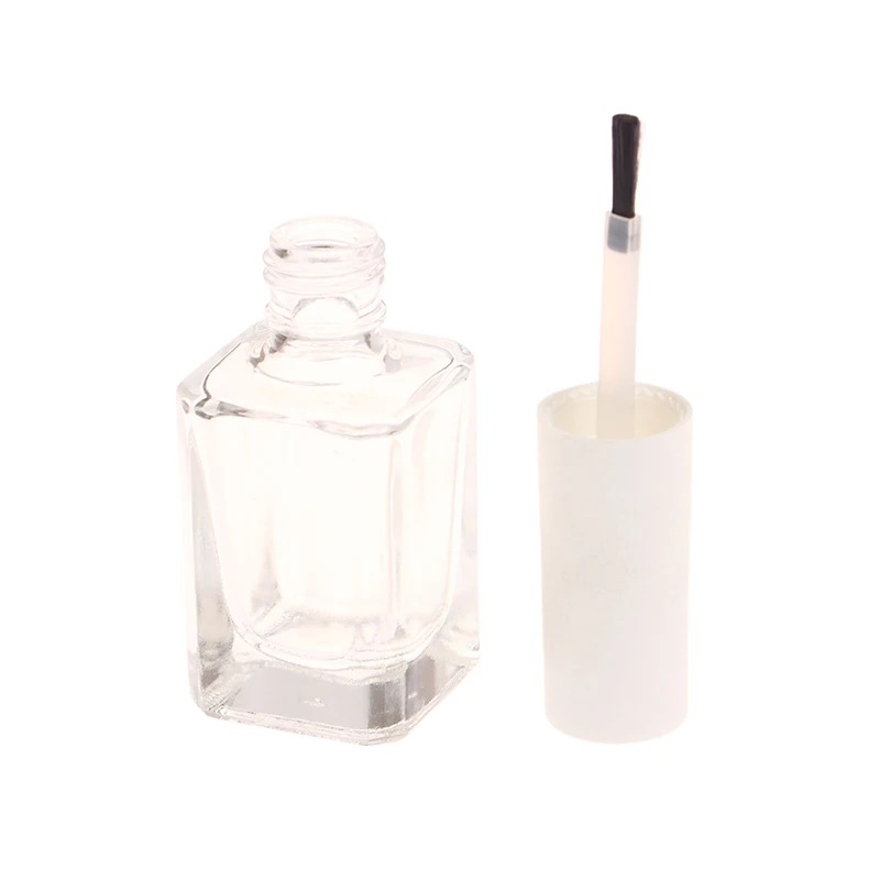 10/15ml White Lid Empty Clear Glass Nail Polish Bottle Empty With Lid Brush Cosmetic Container Clear Nail Bottle With Brush