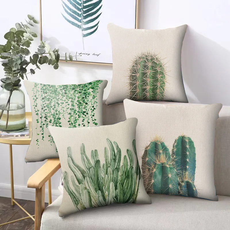 Tropical plant patterns throw pillow cover with short plush print for living room sofa decoration cushion cover pillow covers