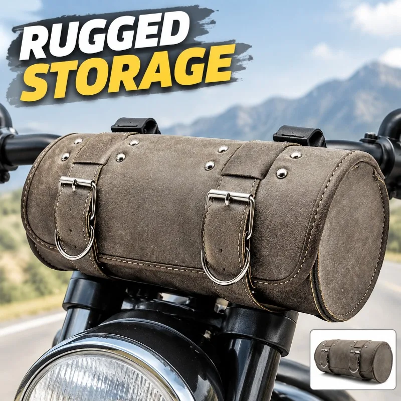 Universal Retro Motorcycle Electric Bike Hanging Bag Modified Leather Waterproof Handlebar Bag Tool Storage Pouch for Motorbike