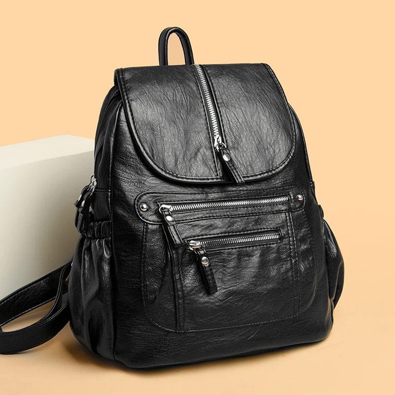 

New Classical Fashion High Quality Soft Leather Travel Backpack Women Large Capacity Luxury Shoulder Bags School Bag Backpacks