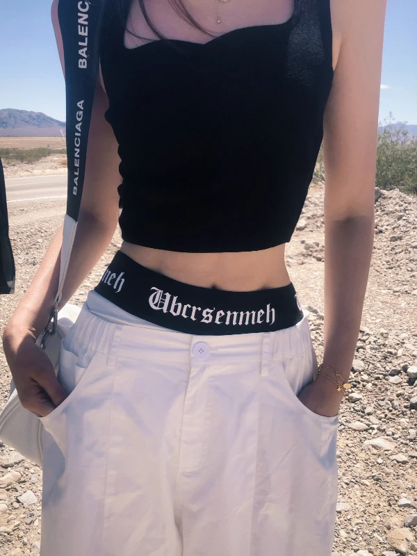 

Модные спортивные брюки с буквенным принтом от Li Wan Jun, высококачественные, женские, из смесовой ткани с лайкрой, в стиле Cali Sunset.