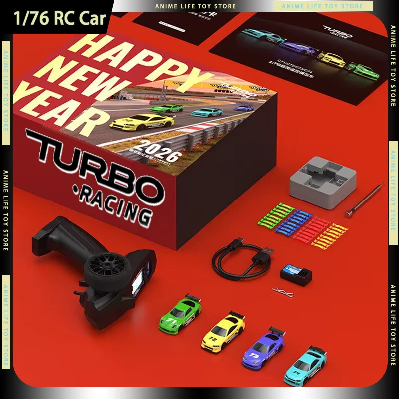 

Набор из 4 мини-радиоуправляемых машинок Turbo Racing Micro RC Cars 1/76 (2026), с контроллером P32 и приемником RX41, новогодний подарок для мальчика