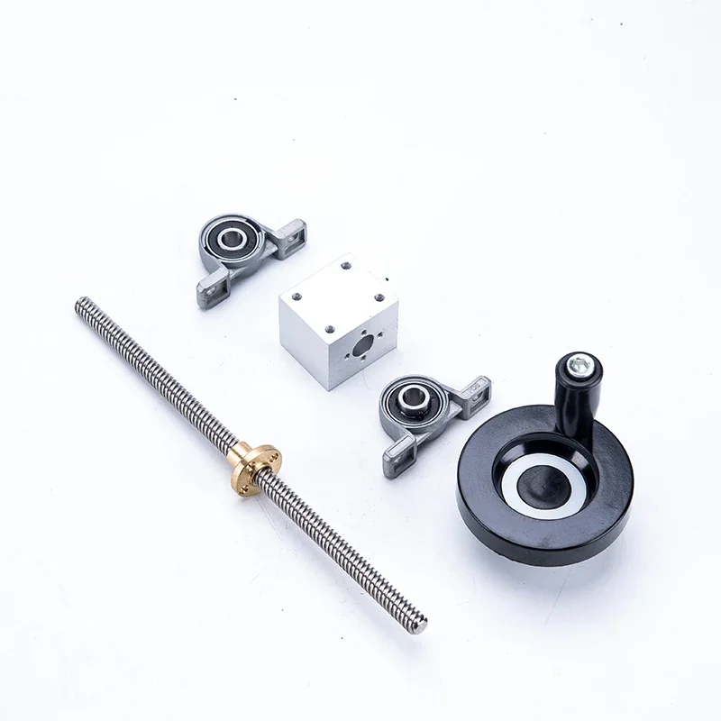 1Set 300/400/500mm 3D Printer&CNC T10 Lead Screw 10mm+Brass Copper Nut+KP000 or KFL000 Bearing Bracket+handwheel+Housing Bracket