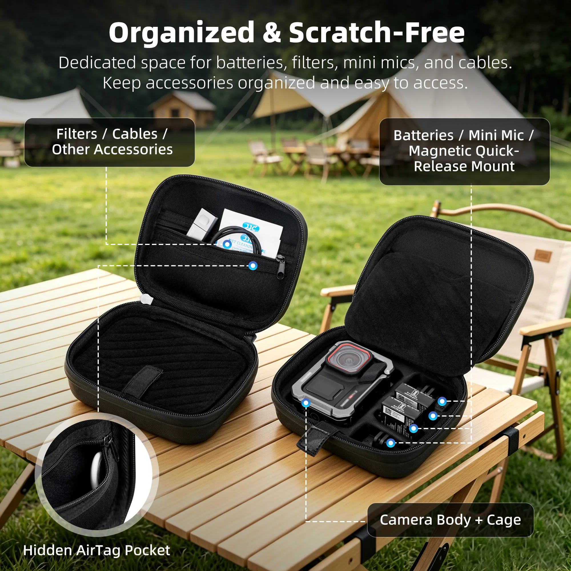 JJC Carry Case for Action Camera Protective Case Storage Bag for Dji Osmo Action 6 5 Pro 4 3 Nano Insta360 Ace Pro GoPro Hero 13
