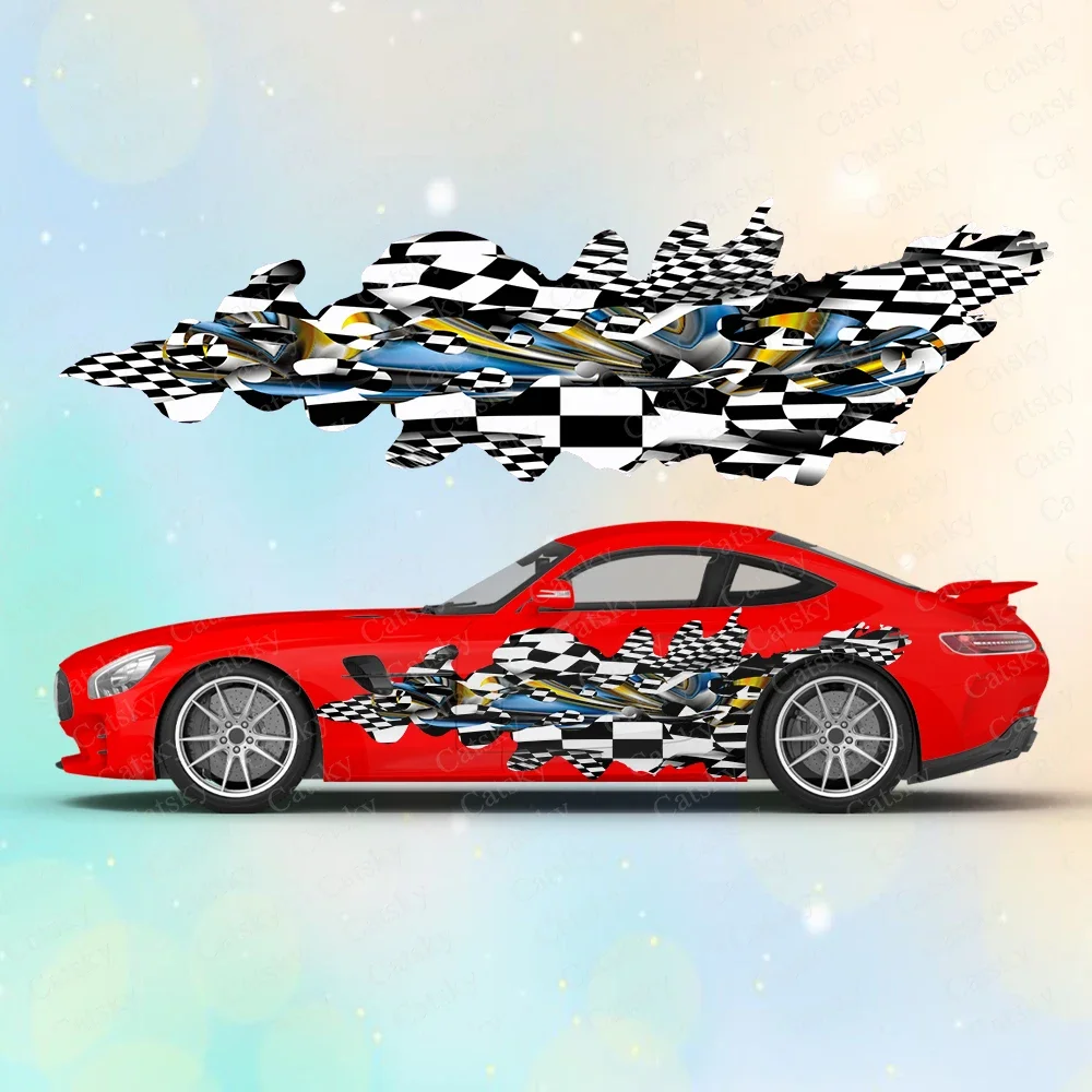 

Абстрактные 3D гоночные флаги, большие автомобильные наклейки и наклейки, наклейки на кузов автомобиля, боковые наклейки автомобиля, водонепроницаемые виниловые наклейки для автомобиля